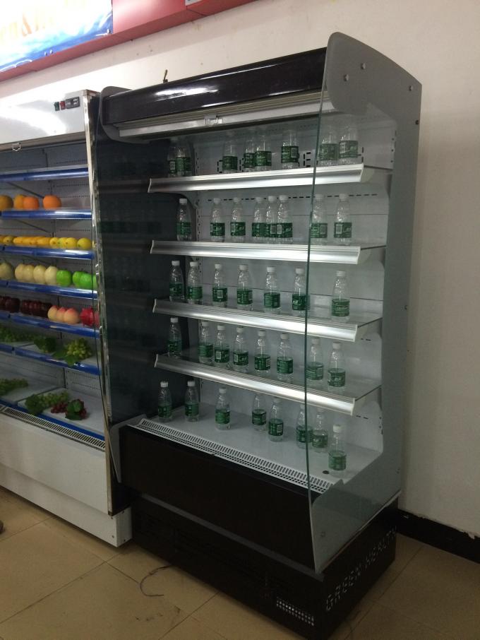 Süpermarket Soğutma Ekipmanları Çok Katlı Açık Soğutucu Eğri Cam
