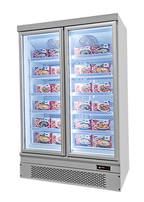 Dondurulmuş Gıdalar İçin Hızlı Dondurucu Süpermarket Ticari Dik Teşhir Buzdolabı Dondurucu