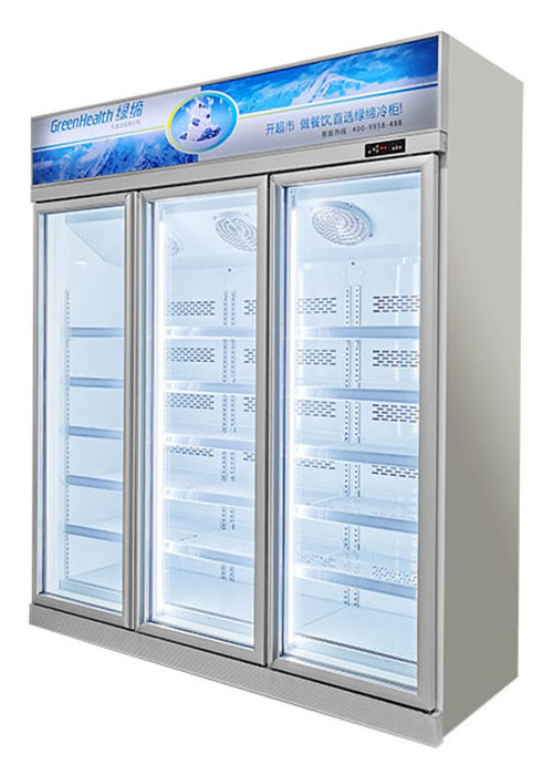 3 Kapılı Dikey Ticari Teşhir Dondurucu -22°C Otomatik Defrostlu Fan Soğutma