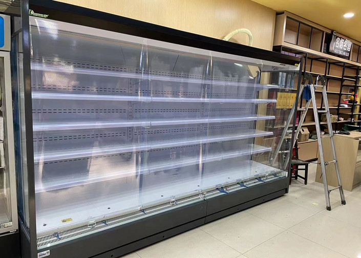 3600W Düşük Gürültülü Ticari Teşhir Dondurucu Çok Katlı Açık İçecekler Dükkan İçin Süt Teşhir Dolabı