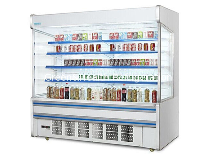 Enerji tasarrufu sağlayan gece perdesine ve süpermarketler için otomatik akıllı dondurma ile paslanmaz çelik çok katlı açık soğutucu