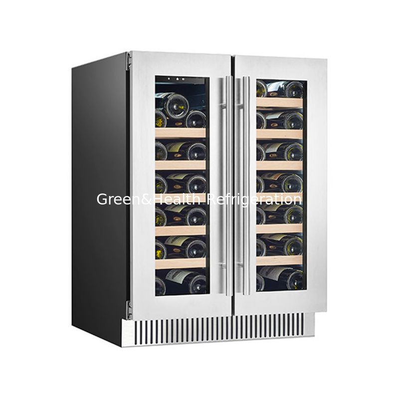 ETL Sertifikası Moda Çift Bölge SS Çift Cam Kapı 180L 68 şişe ile Kırmızı Şarap Soğutucu