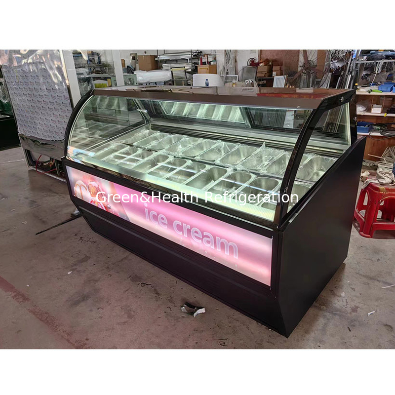 Paslanmaz çelik dondurma gösterge vitrine özelleştirilmiş tavuk miktarı ve kaydırma kapısı ile