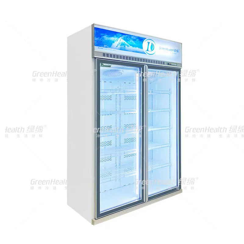 Değişken frekanslı ticari dikey 2 kapılı ekranlı dondurucu fan soğutma ve LED ile