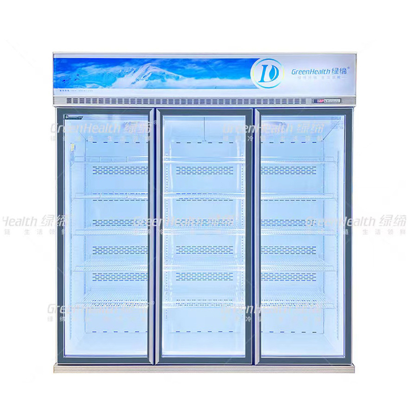 Değişken frekanslı ticari dikey 2 kapılı ekranlı dondurucu fan soğutma ve LED ile