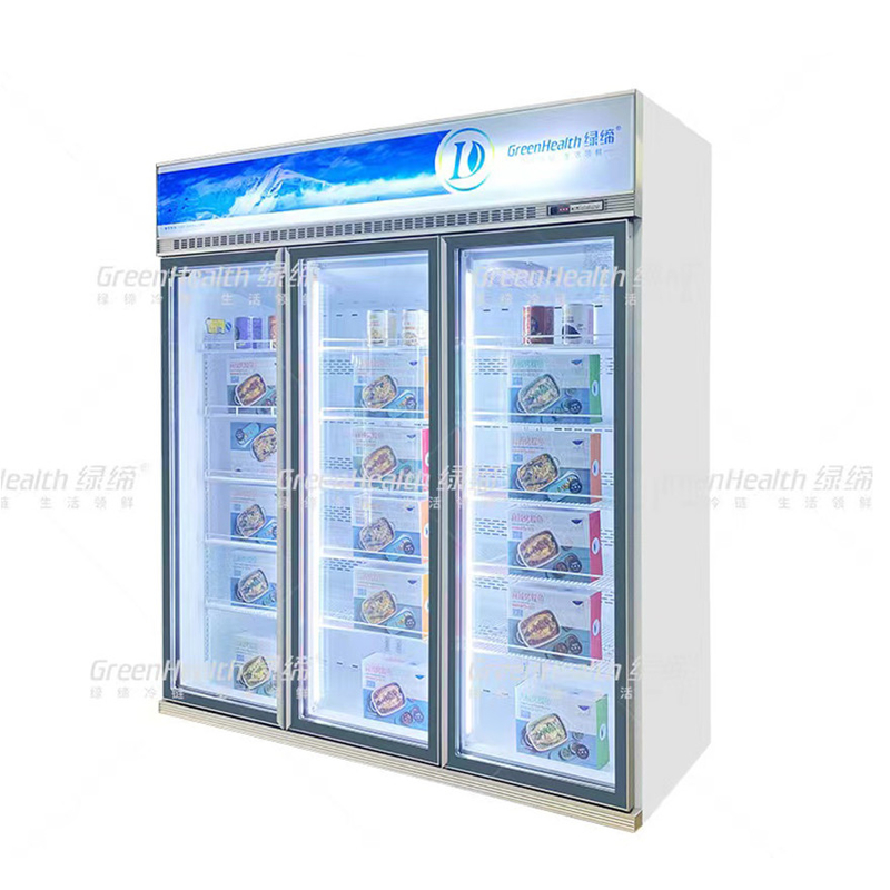 Değişken frekanslı ticari dikey 2 kapılı ekranlı dondurucu fan soğutma ve LED ile