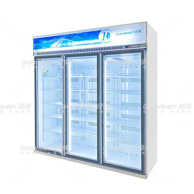 Değişken frekanslı ticari dikey 2 kapılı ekranlı dondurucu fan soğutma ve LED ile