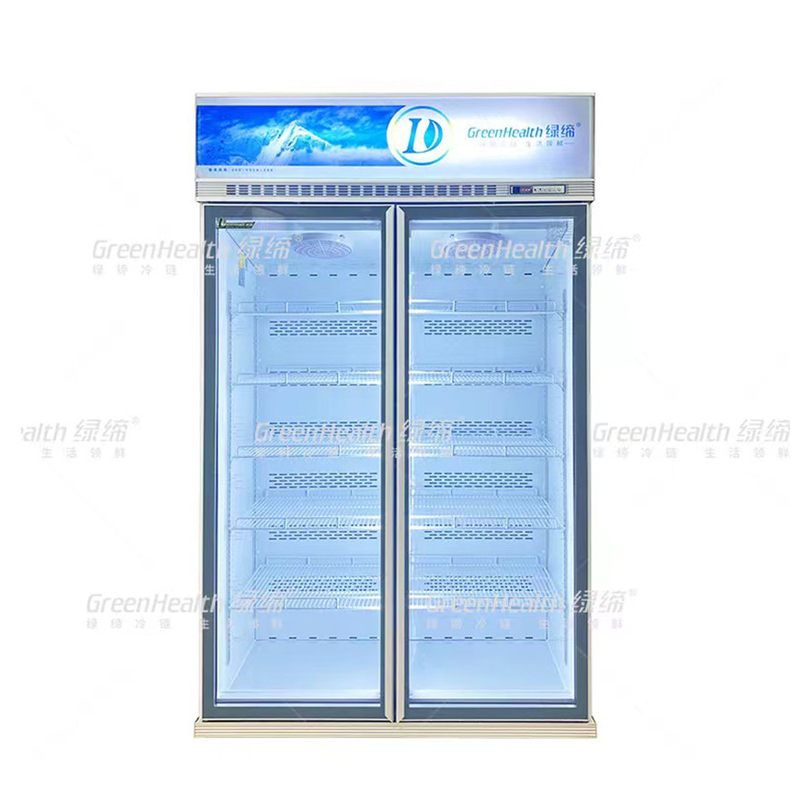 Değişken frekanslı ticari dikey 2 kapılı ekranlı dondurucu fan soğutma ve LED ile