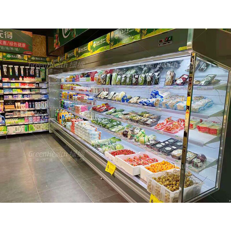LED çok katlı açık ekran soğutucusu 4 raf ve 2-8.C'de 5 ekran alanı ile