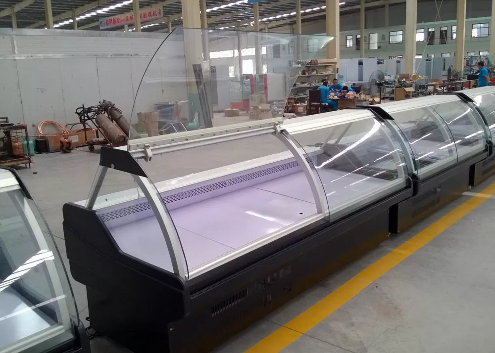 Deli Ekran Buzdolabı Taze Et Vitrin Dolabı Eğri Camlı Et Ekran Dondurucu