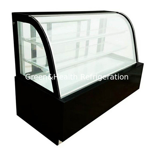 Ticari kullanım için çoklu rafa sahip kıvrık cam pastanın serin çelikten gösterimi dondurucu