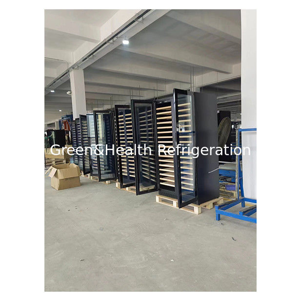 Ticari kullanım için iki bölge sıcaklıklı şarap soğutucusu ve 316 şişe kapasitesi olan haya ağaç rafları