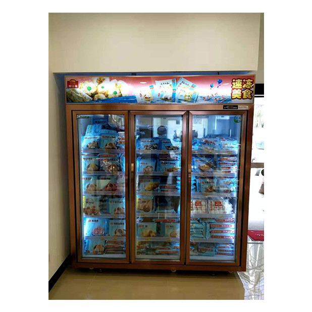 Ticari süpermarket / mağaza üç cam kapı ekonomi buzdolabı ekran dondurucu