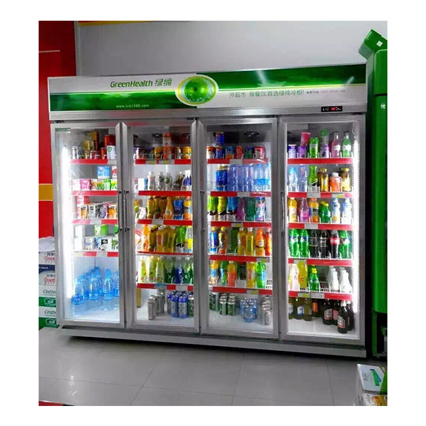 Ticari süpermarket / mağaza üç cam kapı ekonomi buzdolabı ekran dondurucu