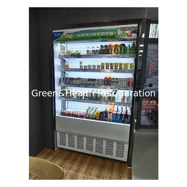 Küçük süpermarketler / kolaylık mağazaları için alt takılı birim Depolama ekranı Küçük açık tip soğutucu