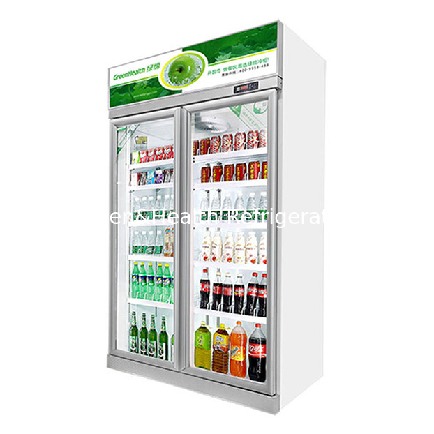 Ticari süpermarket / mağaza iki cam kapı ekonomi buzdolabı ekran buzdolabı