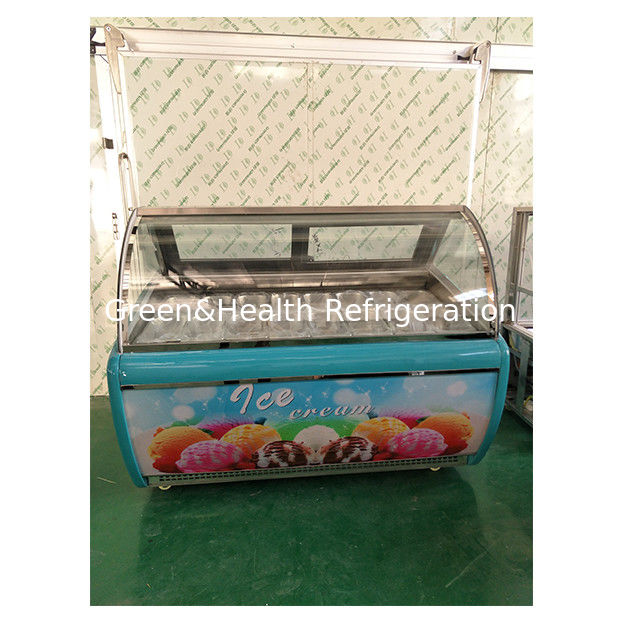 Fabrika Doğrudan Eğilmiş Cam 16 Tepsil Dondurma Ekranı Düzenlenebilir Termostatlı Dondurucu