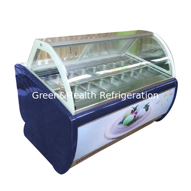 Fabrika Doğrudan Eğilmiş Cam 16 Tepsil Dondurma Ekranı Düzenlenebilir Termostatlı Dondurucu