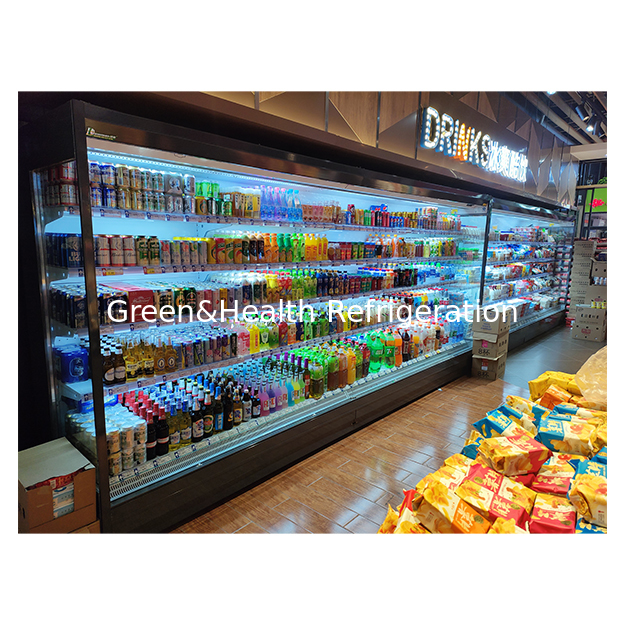 Dik Açılı Beş Katlı Süpermarket Meyve/Sebze/Süt Soğutmalı Açık Dolap Dondurucu