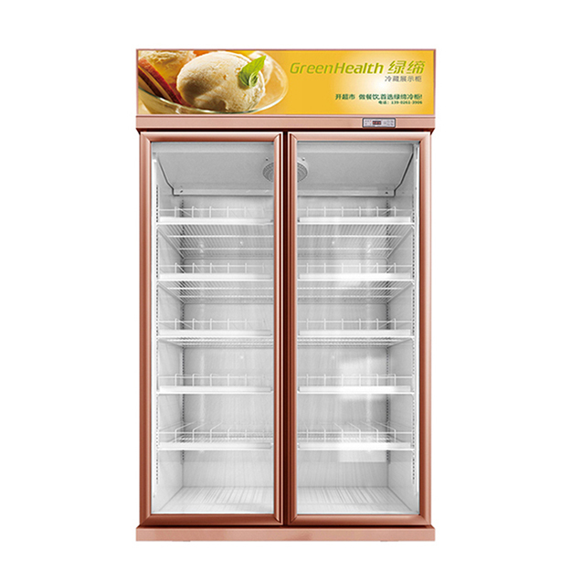 Süpermarket Çift Cam Kapılı İçkiler ve İçkiler Soğutucu Ekran Dondurucu Buzdolabı