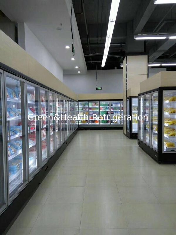 Beyaz Renk 3 4 5 Kapı Süpermarket Dondurucu Ekran Dondurulmuş Yiyecek Vitrin