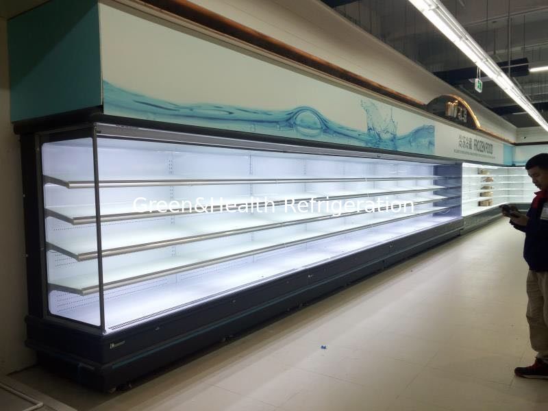 Yeşil ve Sağlık Dik Dikey Multideck Süpermarkette Süt İçin Açık Chiller