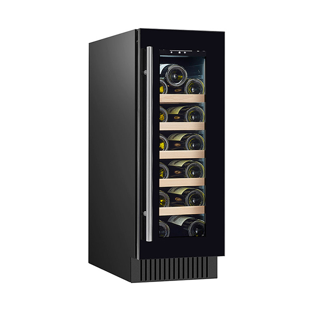 ETL Sertifikası Dikey Tek Kapı 18 Şişe Kırmızı Şarap Dondurulmuş Depolama Ekran Dondurucu