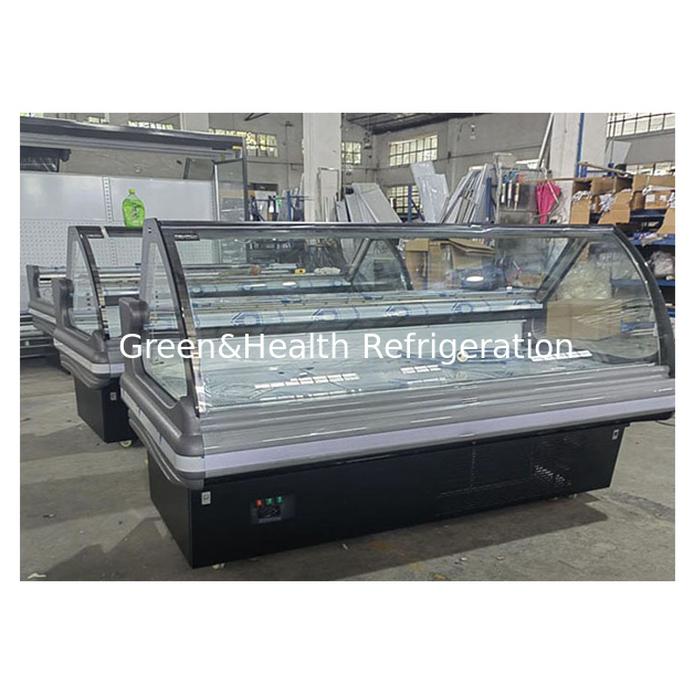 Paslanmaz Çelik Yapılı Ticari Şarküteri Teşhir Dolabı, Kaldırılabilir Camlı ve Dinamik Soğutma Sistemli