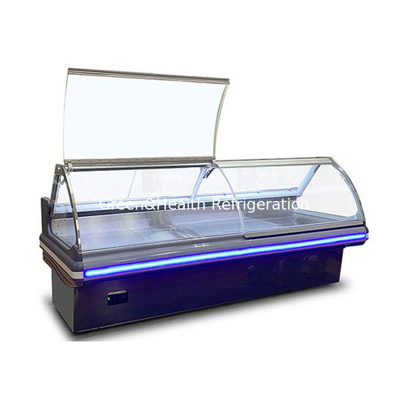 Paslanmaz Çelik Yapılı Ticari Şarküteri Teşhir Dolabı, Kaldırılabilir Camlı ve Dinamik Soğutma Sistemli