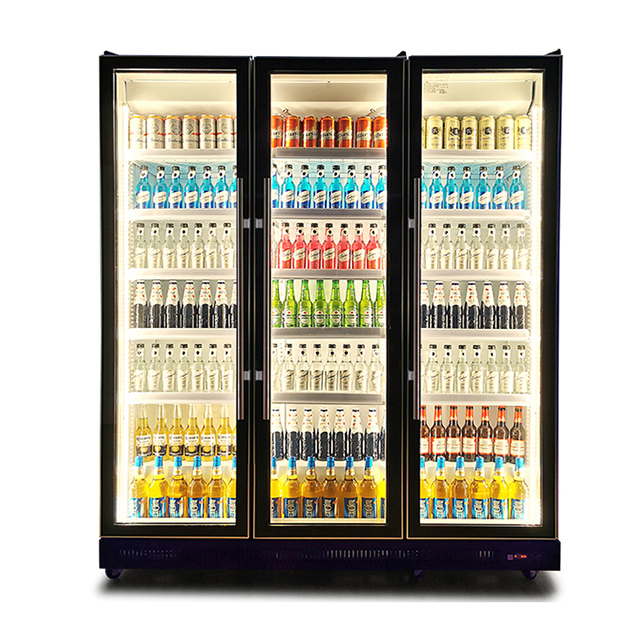 Ticari cam kapılar dikey çoklu aydınlatma içecekler soğutma ekranı dondurucu buzdolabı