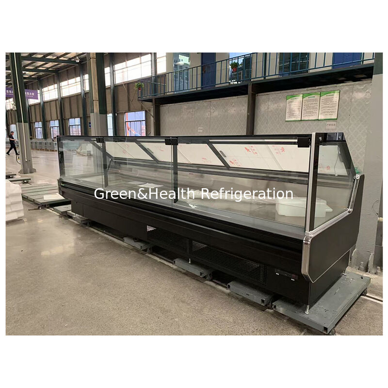 Süpermarket Statik Soğutma Tasarımı Buharatçı Yerçekimi Servisi Karşılıklı Et Sığır Ekran Dondurucu