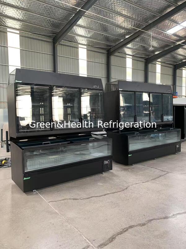 Süpermarket için Ticari Kombine Teşhir Dondurucusu - Üst Cam Kapak ve Alt Ada Tipi Dondurucu