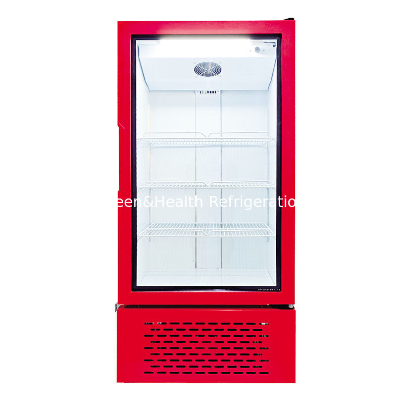 Ticari Tek Cam Kapı Dikey Soğutucu Süpermarketler ve Ucuzluk Mağazaları için Fan Soğutulmuş İçecek Soğutucu