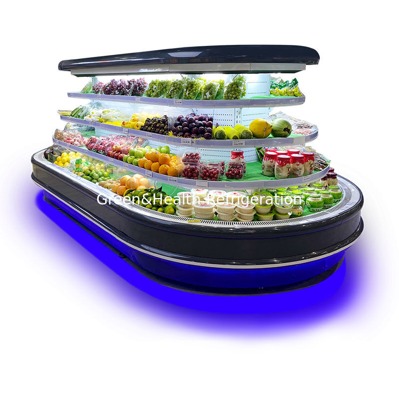 Süpermarket Otomatik Dondurma LED Işığı ve Enerji tasarruflu Buzdolabı ile Çok katlı Açık Soğutucu