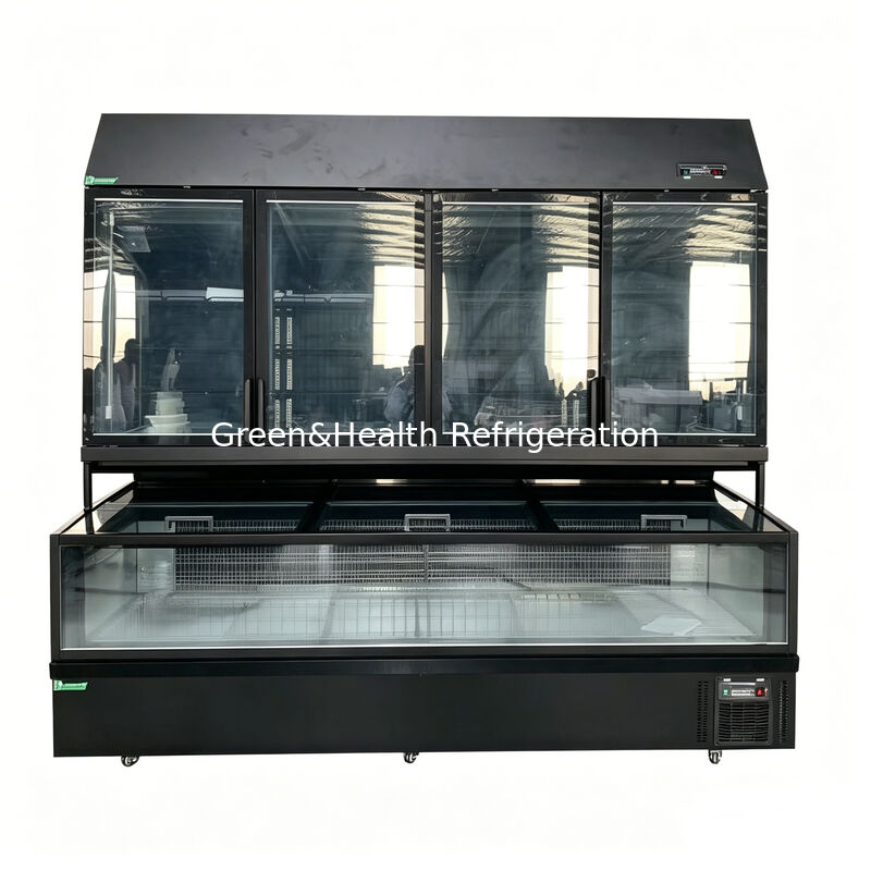Çelik / cam dışı ve süpermarket ekranı için 850L kapasiteli çift fonksiyonlu ada dondurucusu
