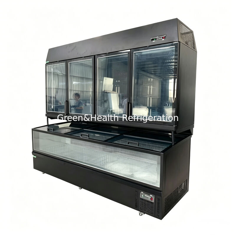 Çelik / cam dışı ve süpermarket ekranı için 850L kapasiteli çift fonksiyonlu ada dondurucusu