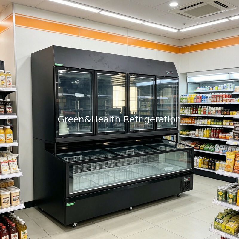Çelik / cam dışı ve süpermarket ekranı için 850L kapasiteli çift fonksiyonlu ada dondurucusu