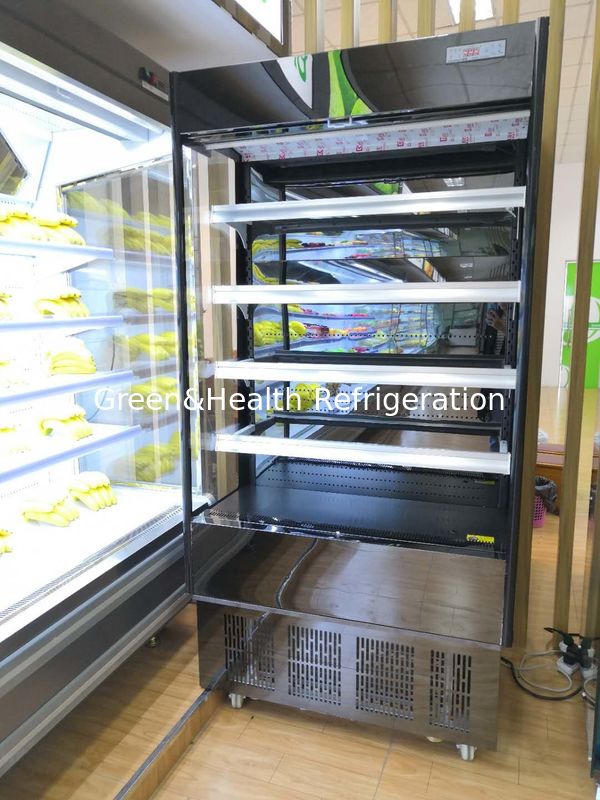 780W Çok Raflı Açık 1.25m Çok Katlı İçecek Yiyecek Dükkanı Kafe Teşhir Buzdolabı