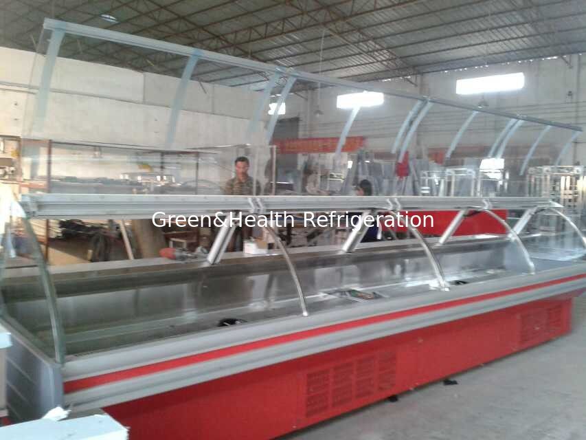 Dükkan Açık Ekran Soğutucu R22 / R404a, T5 Işık Ile Tekerlekler Deli Ekran Buzdolabı