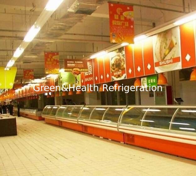 Dükkan Açık Ekran Soğutucu R22 / R404a, T5 Işık Ile Tekerlekler Deli Ekran Buzdolabı