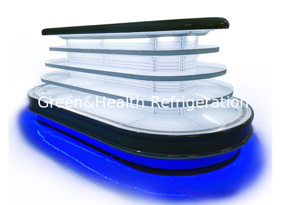 Süpermarket Meyve Sebzeleri İçin Ticari Çok Katlı Yuvarlak Ada Teşhir Soğutucu