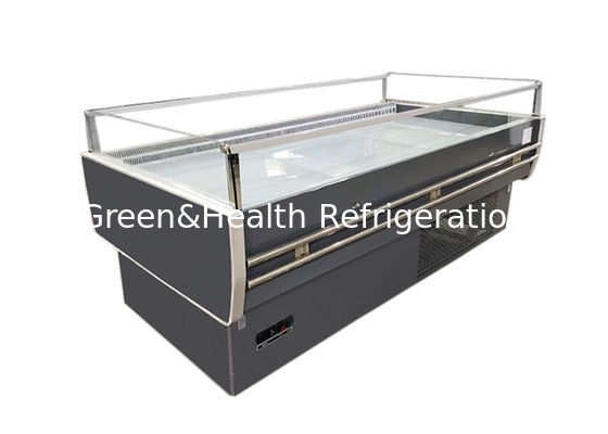 LED'li Düz Üstü Açık Süpermarket Ada Dondurucu Ticari Et Teşhir Dolabı