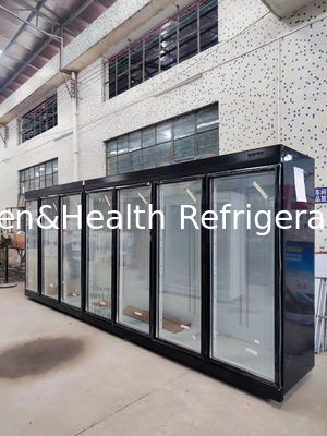 R22a Hava Soğutma Dikey Ön Cam Kapı Soğutucu İçecekler İçin Yüksek Kapasiteli