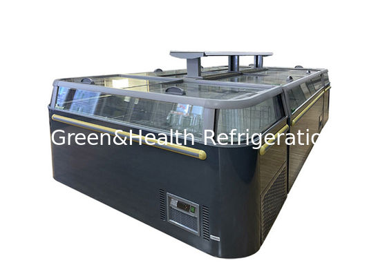 -18~-22℃ Ticari Süpermarket Ada Dondurucu Sürgülü Cam Kapı Dondurulmuş Ada Kombine Dondurucu