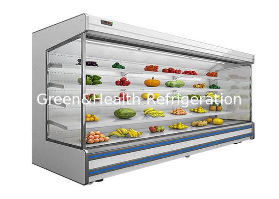 Süpermarketler için fan soğutması ve gece perdesine sahip ticari 4 katmanlı ayarlanabilir çok katlı açık soğutucu