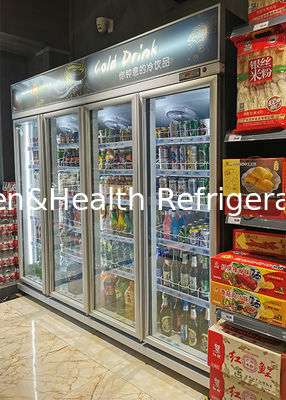 Küçük pazar için çift kapılı dik cam ekran buzdolapları