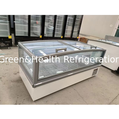 Büyük Pencere Cam Ekran Dolabı Süpermarket Adası Dondurucu Dahili Çıkartılmış Alüminyum