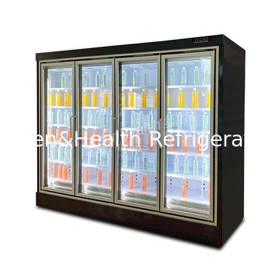 Fan Soğutma Otomatik Bahar Geri Cam Kapı Dikey Dondurucu Malzemeci Buzdolabı