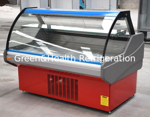 Kavisli cam Deli Et Ekranı Buzdolabı Kırmızı Et Servis Kutusu