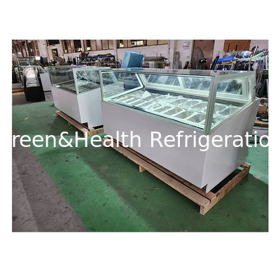 Eğri/Düz açılı cam paslanmaz çelik dondurma ekranı dondurucu buzdolabı